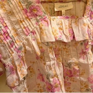 THE GREAT. Floral Blouse - Pink and Yellow